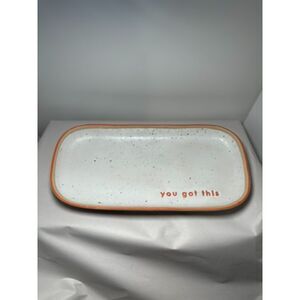 Crate & Barrel Stoneware Tray 10x5 trinket office jewelry inspirational‎